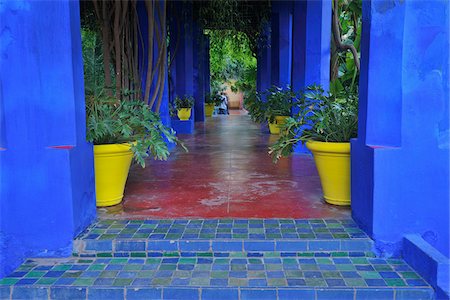 patterned tiles - Majorelle Garden, Marrakech, Morocco Stock Photo - Rights-Managed, Code: 700-06038049