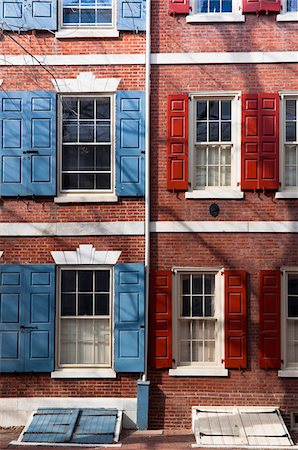 shadow of a house - Windows with Shutters, Philadelphia, Pennsylvania, USA Stock Photo - Rights-Managed, Code: 700-06109814