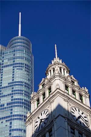 détail architectural - Wrigley Building et Trump Tower, Chicago, Illinois, USA Photographie de stock - Rights-Managed, Code: 700-06125614