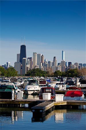 simsearch:700-06125622,k - Chicago Skyline from Lincoln Park, Chicago, Illinois, USA Foto de stock - Con derechos protegidos, Código: 700-06125612