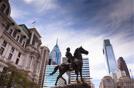 pennsylvanie - Statue équestre en face de la mairie, Philadelphie, Pennsylvanie, Etats-Unis Photographie de stock - Rights-Managed, Code: 700-06145040