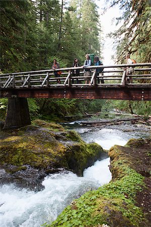 puentes naturales - Group of People on Wooden Bridge Foto de stock - Con derechos protegidos, Código: 700-06190645