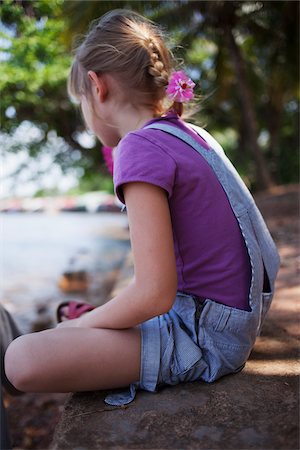 sitting looking at backside - Girl Sitting near Water Stock Photo - Rights-Managed, Code: 700-06190660