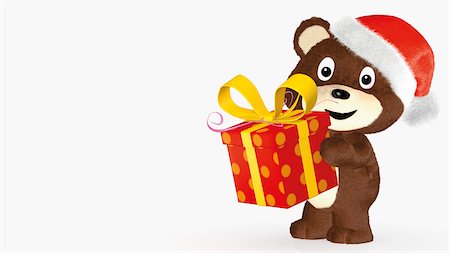 simsearch:632-06118640,k - Cadeau de Noël de la Holding d'ours en peluche Photographie de stock - Rights-Managed, Code: 700-06302305