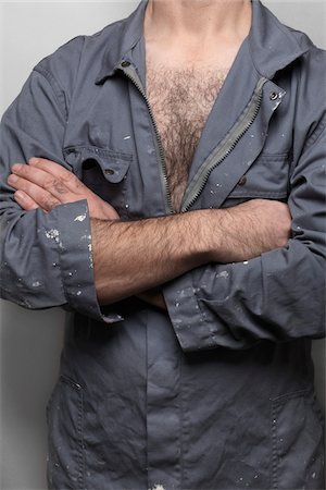 pittore (non artista, uomo e donna) - Close-Up of Man Wearing Coveralls Fotografie stock - Rights-Managed, Codice: 700-06334364