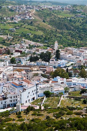 rif - Vue d'ensemble de la ville, Chefchaouen, Province de Chefchaouen, région de Tanger-Tétouan, Maroc Photographie de stock - Rights-Managed, Code: 700-06334564