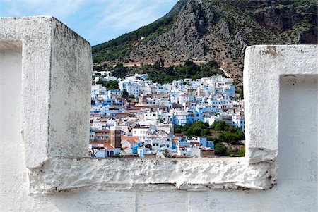 Overview of City, Chefchaouen, Chefchaouen Province, Tangier-Tetouan Region, Morocco Stock Photo - Rights-Managed, Code: 700-06334565