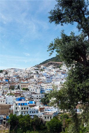 Vue d'ensemble de la ville, Chefchaouen, Province de Chefchaouen, région de Tanger-Tétouan, Maroc Photographie de stock - Rights-Managed, Code: 700-06334567