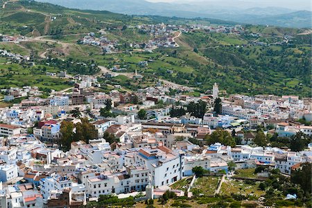 Overview of City, Chefchaouen, Chefchaouen Province, Tangier-Tetouan Region, Morocco Stock Photo - Rights-Managed, Code: 700-06334563
