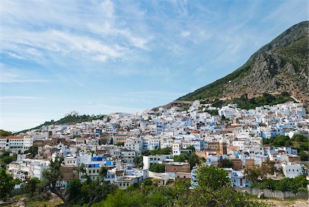 Overview of City, Chefchaouen, Chefchaouen Province, Tangier-Tetouan Region, Morocco Stock Photo - Rights-Managed, Code: 700-06334570