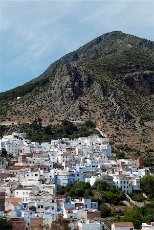 Overview of City, Chefchaouen, Chefchaouen Province, Tangier-Tetouan Region, Morocco Stock Photo - Rights-Managed, Code: 700-06334571