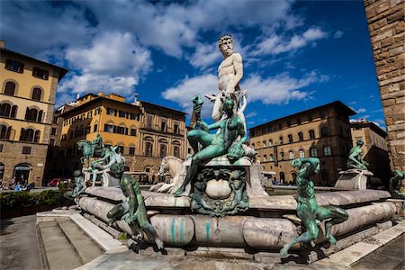 Brunnen von Neptun, Piazza della Signoria, Florenz, Toskana, Italien Stockbilder - Lizenzpflichtiges, Bildnummer: 700-06334675