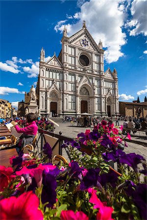 Basilica of Santa Croce, Piazze Santa Croce, Florence, Tuscany, Italy Fotografie stock - Rights-Managed, Codice: 700-06334696