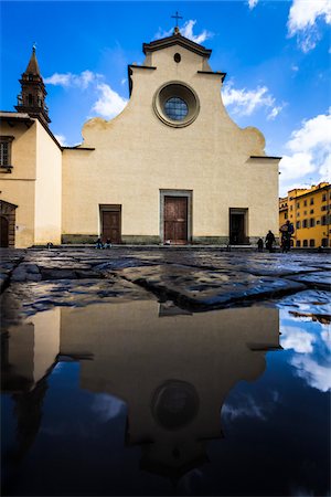 reflection in puddle - Santo Spirito Basilica, Florence, Tuscany, Italy Stock Photo - Rights-Managed, Code: 700-06334720