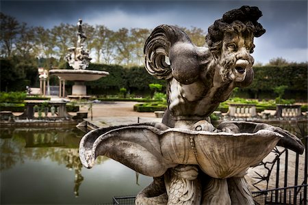 parque - Water Fountain, Boboli Gardens, Florence, Tuscany, Italy Foto de stock - Con derechos protegidos, Código: 700-06334743