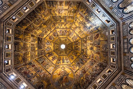 Ceiling in Florence Baptistery, Basilica di Santa Maria del Fiore, Florence, Tuscany, Italy Foto de stock - Direito Controlado, Número: 700-06334781