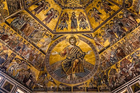 duomo - Ceiling in Florence Baptistery, Basilica di Santa Maria del Fiore, Florence, Tuscany, Italy Stock Photo - Rights-Managed, Code: 700-06334783