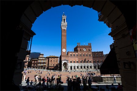 View of Palazzo Pubblico through Archway, Il Campo, Siena, Tuscany, Italy Stock Photo - Rights-Managed, Code: 700-06367745