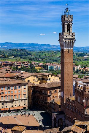Overview of View of Palazzo Pubblico and Il Campo, Siena, Tuscany, Italy Stock Photo - Rights-Managed, Code: 700-06367747