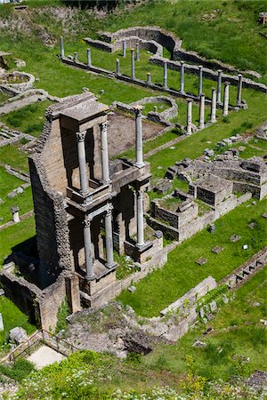 Luftbild des römischen Theaters Ruinen, Volterra, Toskana, Italien Stockbilder - Lizenzpflichtiges, Bildnummer: 700-06368138