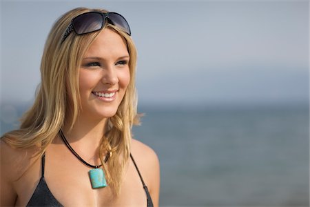 swimwear teenaged girl - Portrait of Woman on Beach Stock Photo - Rights-Managed, Code: 700-06383770