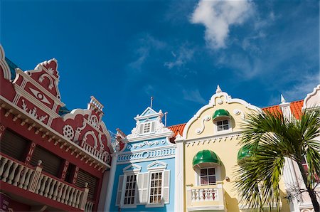 Dutch Colonial Buildings and Palm Trees, Oranjestad, Aruba, Lesser Antilles, Dutch Antilles Stock Photo - Rights-Managed, Code: 700-06439078