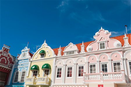 pastell - Pastel Coloured Dutch Colonial Buildings, Oranjestad, Aruba, Lesser Antilles, Dutch Antilles Photographie de stock - Rights-Managed, Code: 700-06439079