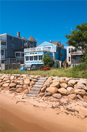 retaining wall - Beachfront Homes, Provincetown, Cape Cod, Massachusetts, USA Stock Photo - Rights-Managed, Code: 700-06431224