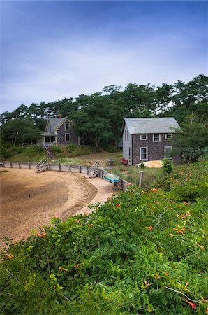 Zwei Häuser am Strand, Pamet Harbor, Truro, Cape Cod, Massachusetts, USA Stockbilder - Lizenzpflichtiges, Bildnummer: 700-06431232