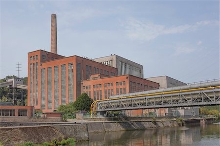 electric substation - Exterior of Hydroelectric Plant on Canal, near La Jambe Intersection, Marchienne-au-Pont, Charleroi, Wallonia, Belgium Stock Photo - Rights-Managed, Code: 700-06452136