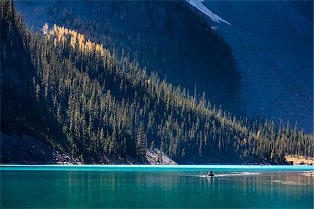 Person in Canoe on Moraine Lake, Banff National Park, Alberta, Canada Stock Photo - Rights-Managed, Code: 700-06465432