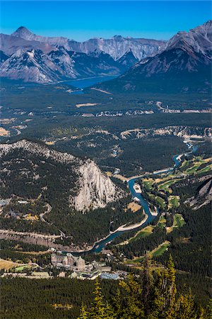 Overview of Bow Valley with Banff Springs Hotel, Banff National Park, Alberta, Canada Stock Photo - Rights-Managed, Code: 700-06465444