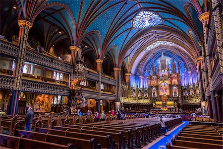 purple interior colors - Tourists inside Notre-Dame Basilica, Montreal, Quebec, Canada Stock Photo - Rights-Managed, Code: 700-06465561