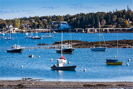 east coast states - Boats in Harbour, Southwest Harbor, Mount Desert Island, Maine, USA Stockbilder - Lizenzpflichtiges, Bildnummer: 700-06465727