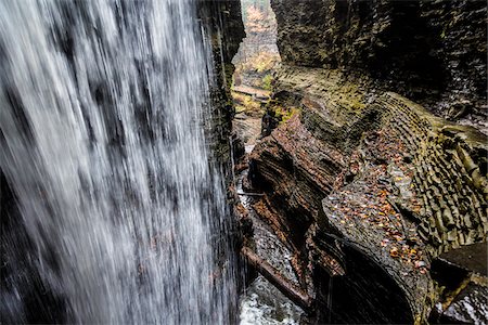 Looking Down on Waterfall and Creek, Watkins Glen State Park, Schuyler County, New York State, USA Stock Photo - Rights-Managed, Code: 700-06465843