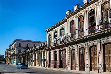 Blue Classic Car and Architecture, Havana, Cuba Stock Photo - Rights-Managed, Code: 700-06465894