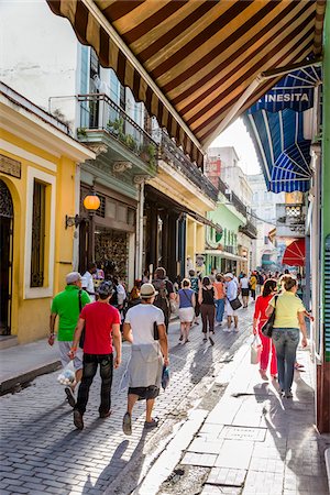 shopping street people - Shoppers along Obispo Street, Havana, Cuba Stock Photo - Rights-Managed, Code: 700-06465941