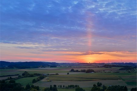 Sunset over Farm Fields, Schanzberg, Upper Palatinate, Bavaria, Germany Photographie de stock - Rights-Managed, Code: 700-06486596