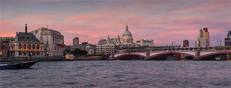 simsearch:700-05452081,k - London Skyline at Sunset from the South Bank with St. Pauls Cathedral, London, UK Stock Photo - Rights-Managed, Code: 700-06531365