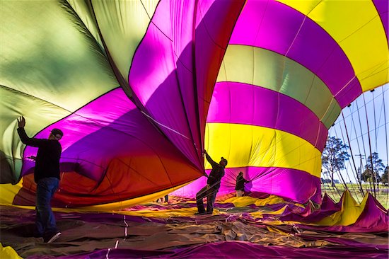 Deflating a hot air balloon near Pokolbin, Hunter Valley, New South Wales, Australia Stock Photo - Premium Rights-Managed, Artist: R. Ian Lloyd, Image code: 700-06675122