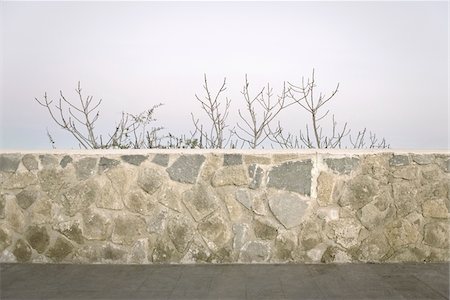 dry stone wall - Bare Tree Branches Peeking Over Stone Wall, Bracciano, Lazio, Italy Stock Photo - Rights-Managed, Code: 700-06685217