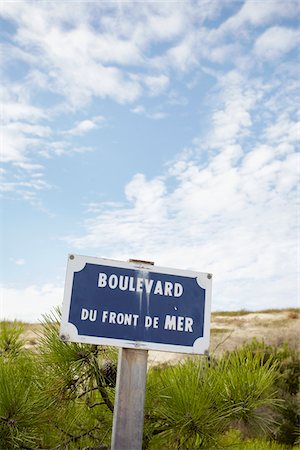 sign beach - Coastal Street Sign for Boulevard du Front de Mer, Soorts-Hossegor, Landes, Aquitaine, France Stock Photo - Rights-Managed, Code: 700-06714059