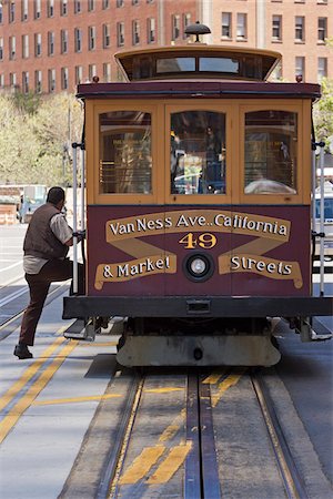 funiculares - Man Boarding California St. Cable Car, San Francisco, California, USA Photographie de stock - Rights-Managed, Code: 700-06758305