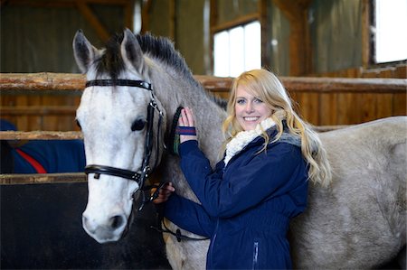 david & micha sheldon woman - Young Woman grooms a Half Arabian Quarterhorse in his stable, Bavaria, Germany Stock Photo - Rights-Managed, Code: 700-06786881