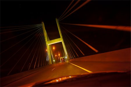 place du conducteur - On the Talmadge Memorial Bridge at Night, Savannah, Georgia, USA Photographie de stock - Rights-Managed, Code: 700-06786978