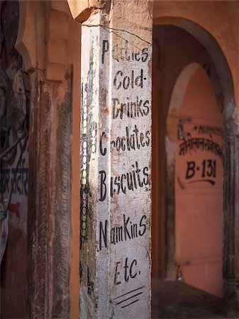 hand writings on the wall in street of old city, Jaipur, India Stock Photo - Rights-Managed, Code: 700-06782147