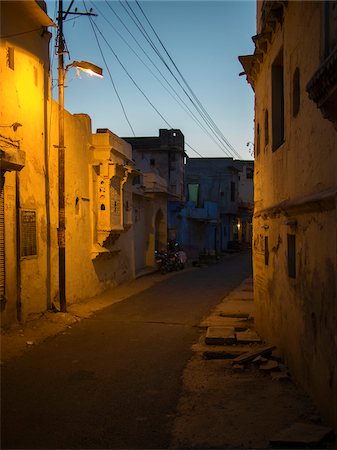 roads city - Street view at dusk in old quarter of Binda, India Stock Photo - Rights-Managed, Code: 700-06782158