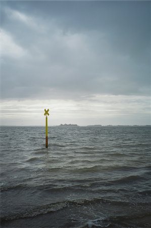 danger sign - Channel Marker Sign in Morbihan Gulf, Brittany, France Stock Photo - Rights-Managed, Code: 700-06808771