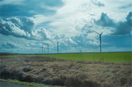 farm field, sky - Windmill Turbines in Farm Field along the Highway, Nantes, France Stock Photo - Rights-Managed, Code: 700-06808772