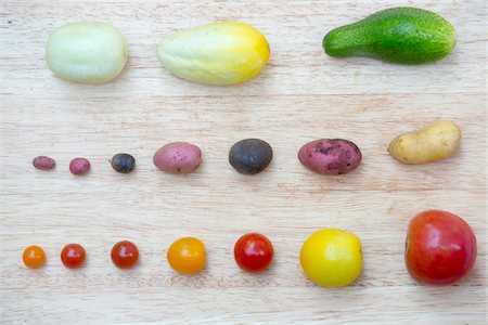 size - Overhead View of Variety of Fresh, Local, Organic Vegetables in Row, Jeffersonville, Georgia Stock Photo - Rights-Managed, Code: 700-06809006